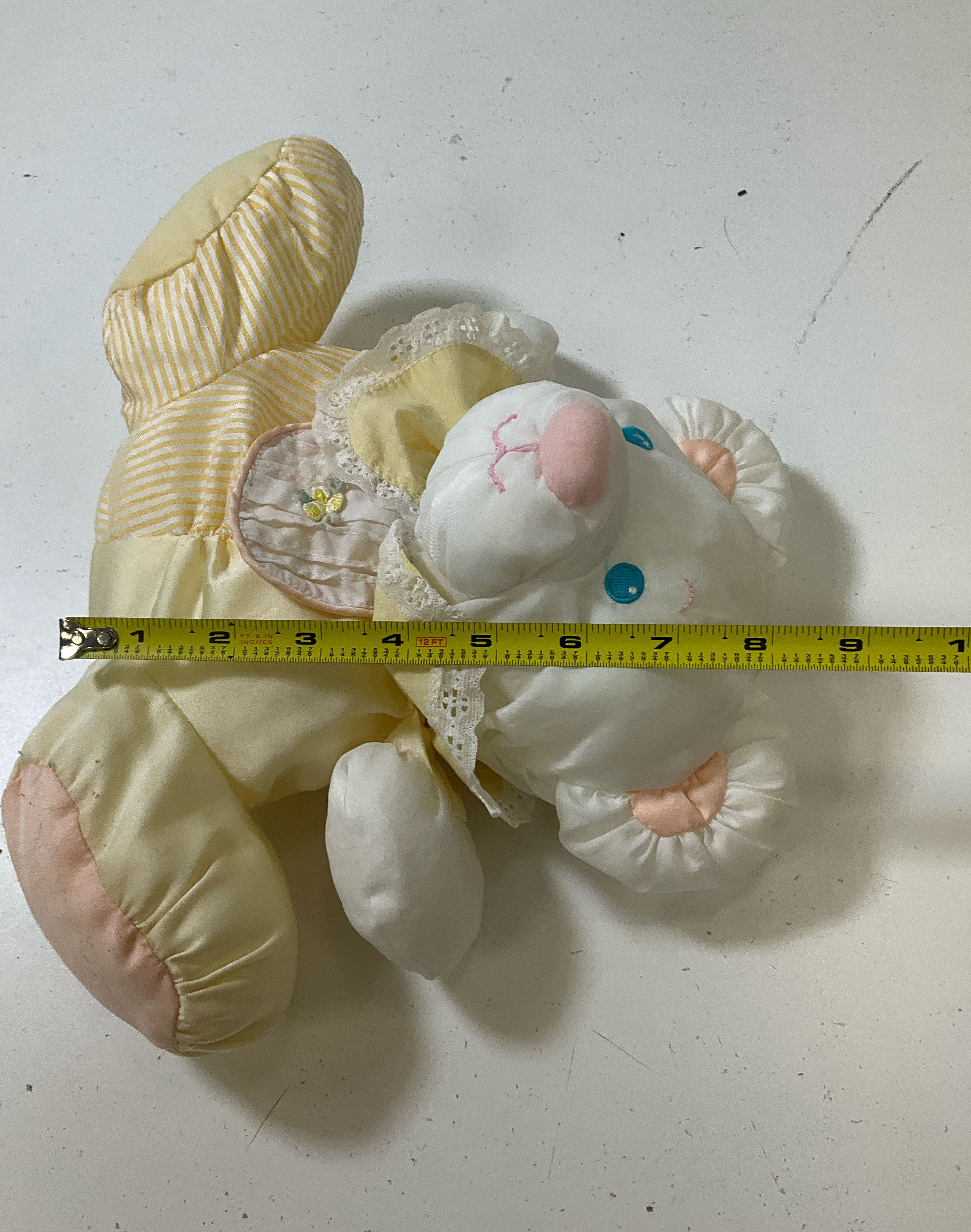 2 Vintage Fisher Price Puffalump Mouse Baby Rattle Stuffed Animals Yellow Blue