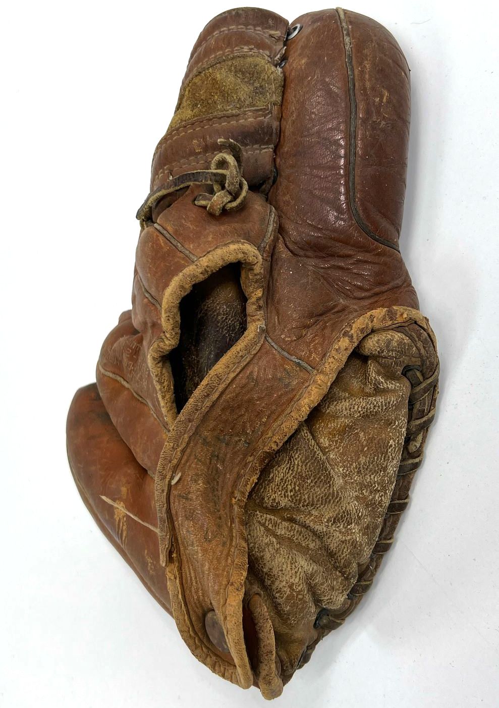Collectible Vintage JC Higgins 1621 Leather Baseball Catcher Glove Mitt w/Button