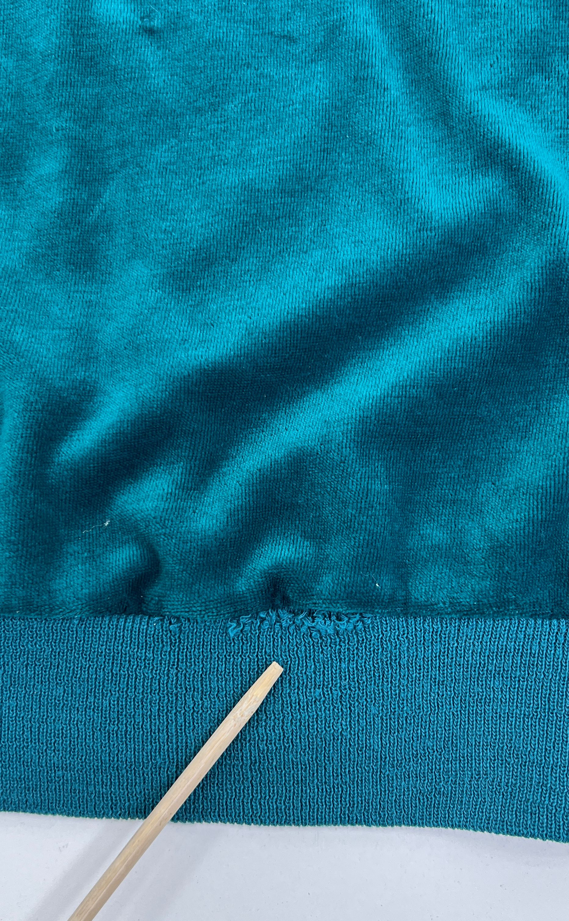 VTG Men's Tall Man Teal Acrylic Velour Banded Pullover 1/4 Zip Jacket - Size XLT