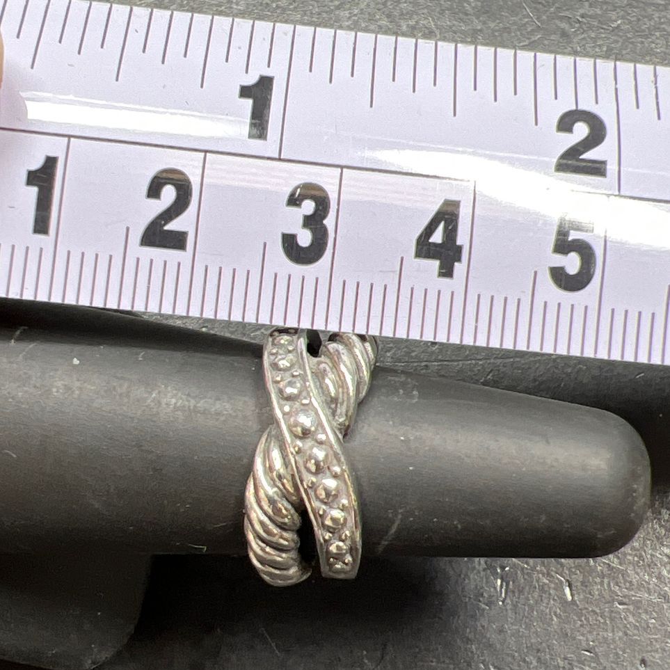 925 Sterling Silver Crossover Ring Size 5