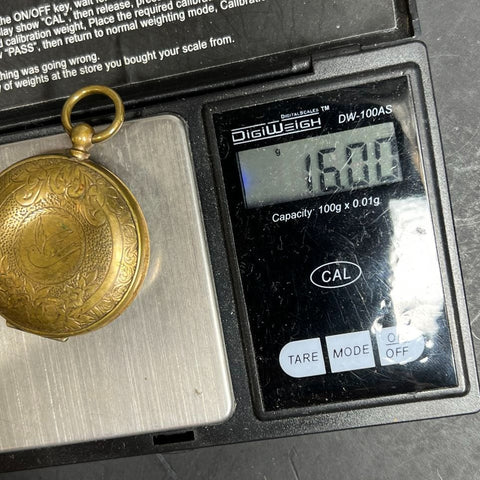 Antique Victorian Brass Pocket Watch Style Locket Dented