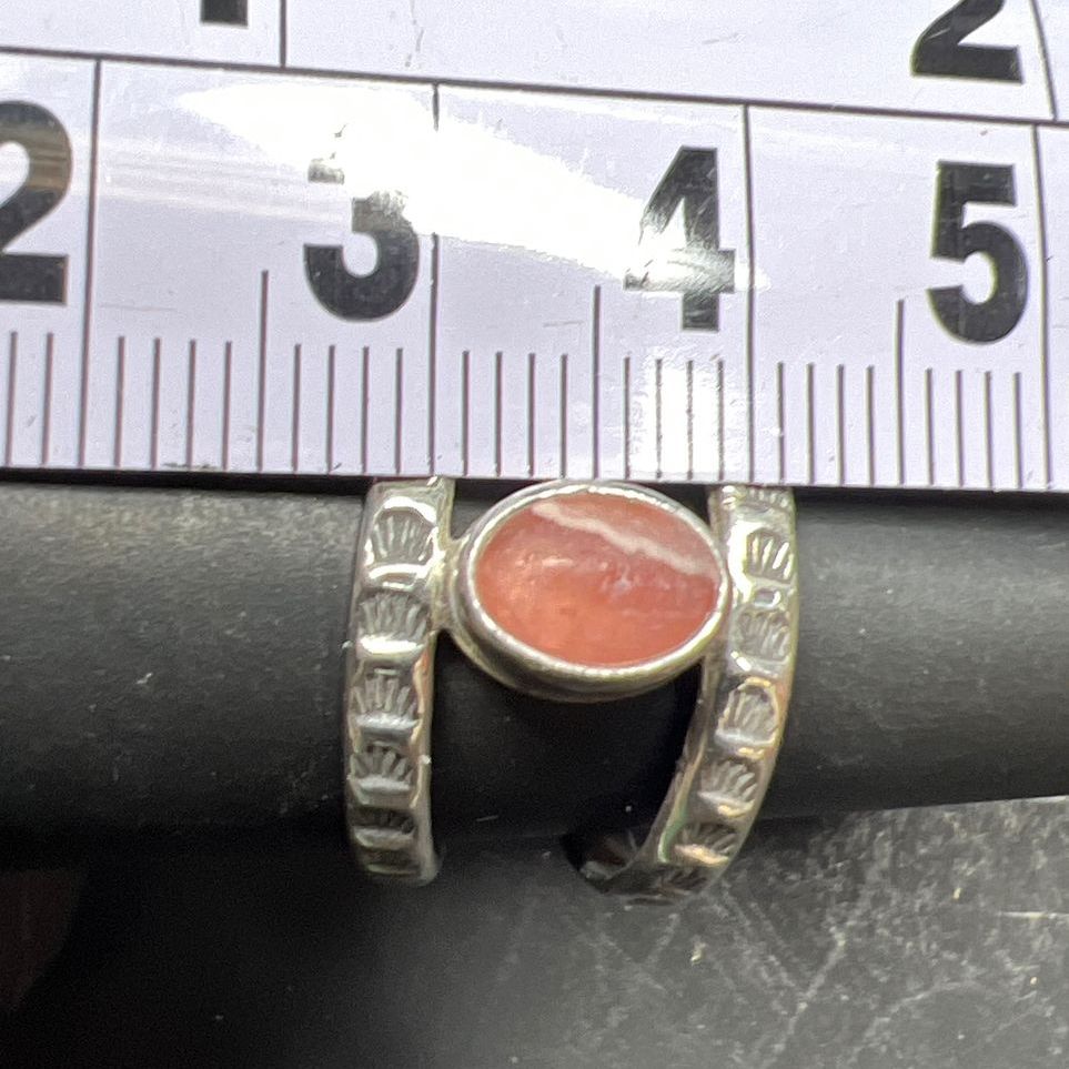 Sterling Silver Pink Quartz Double Band Ring Size 6