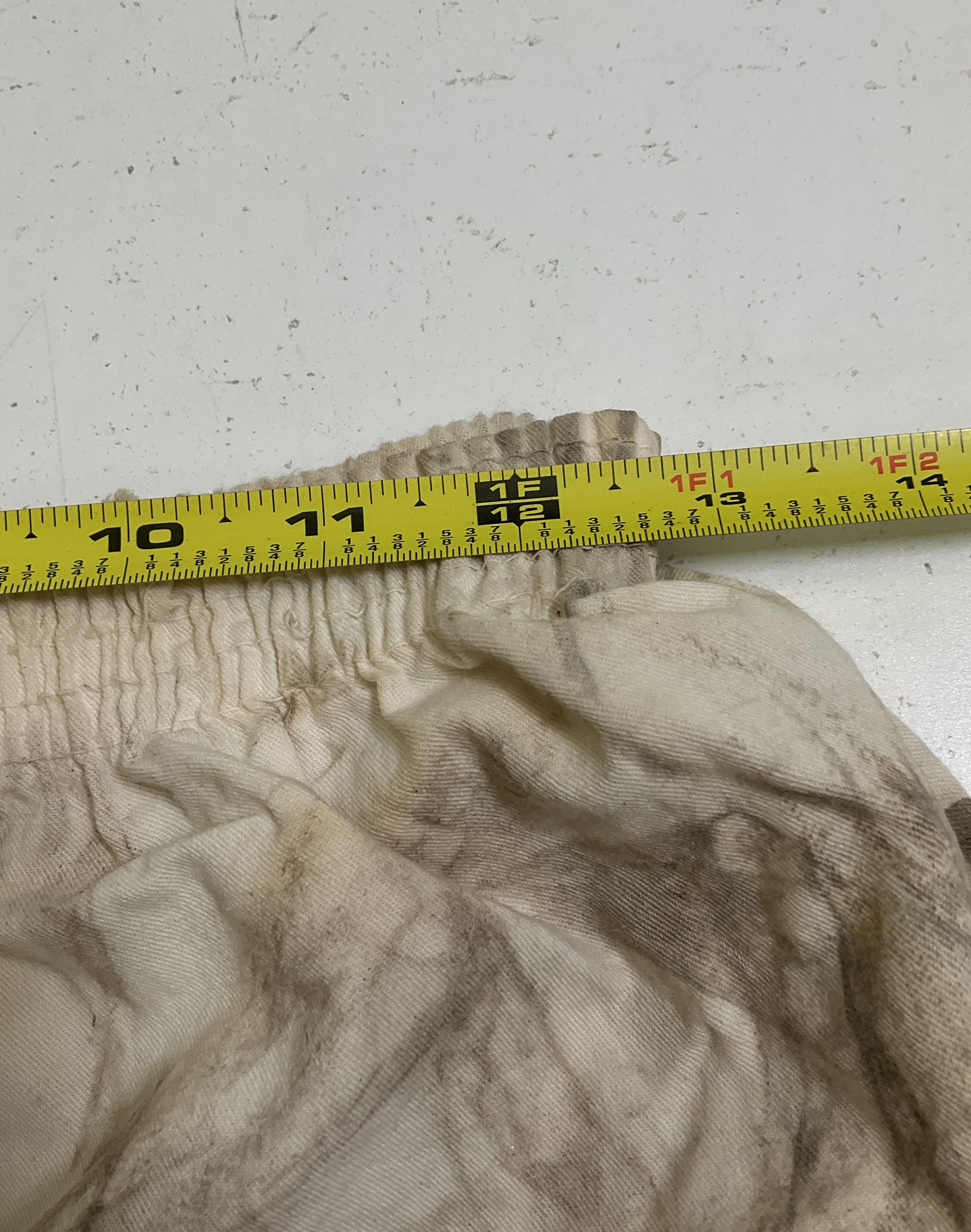 Vintage 70s Pepperell Off White Thrashed Cotton Distressed Gym Shorts Men's 34