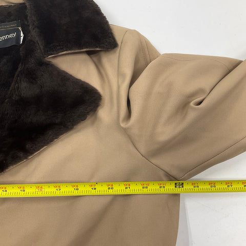 Vintage 70s JCPenney Tan Faux Fur Lined Trench Car Coat Jacket Mens 42R