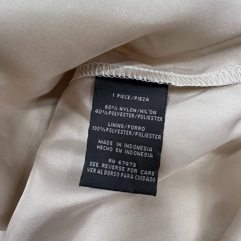 NWT Gabby Skye White Tan Embroidered Floral Lace Overlay A-Line Dress Women's 6