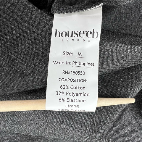 House of CB Marianna Charcoal Scoop Neck Bell Sleeve Bodysuit Women's M NWT