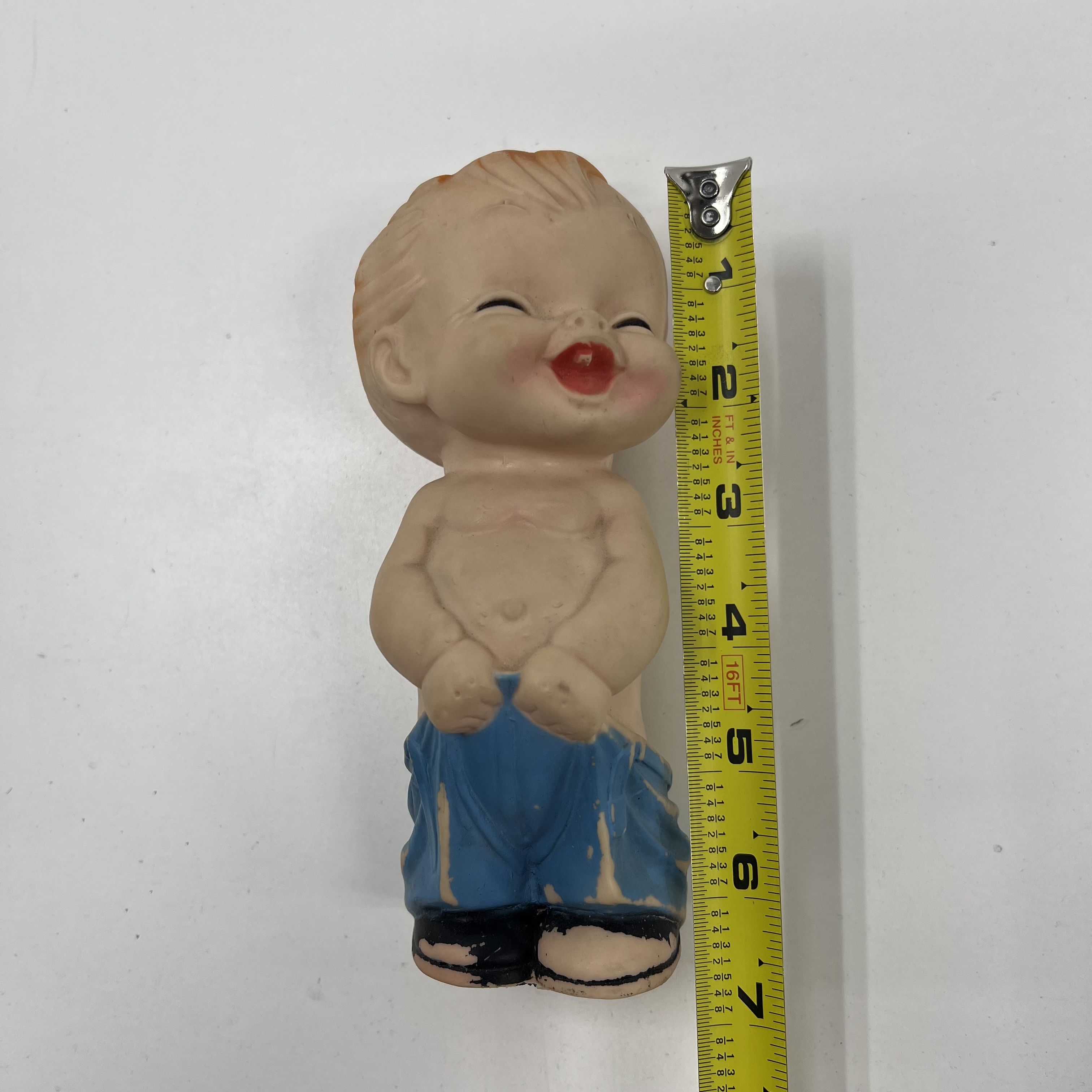 Vintage Bare Bottom Boy Rubber Squeak Doll Bath Toy *Fair Condition
