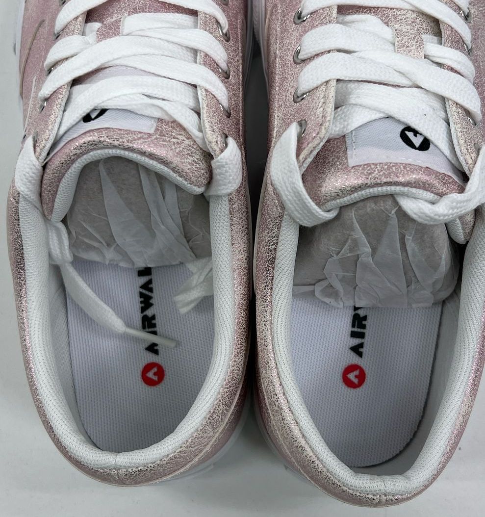 NIB Airwalk Race Pink Sparkle Metallic Lace Up Sneakers Shoes Women's Size 9.5