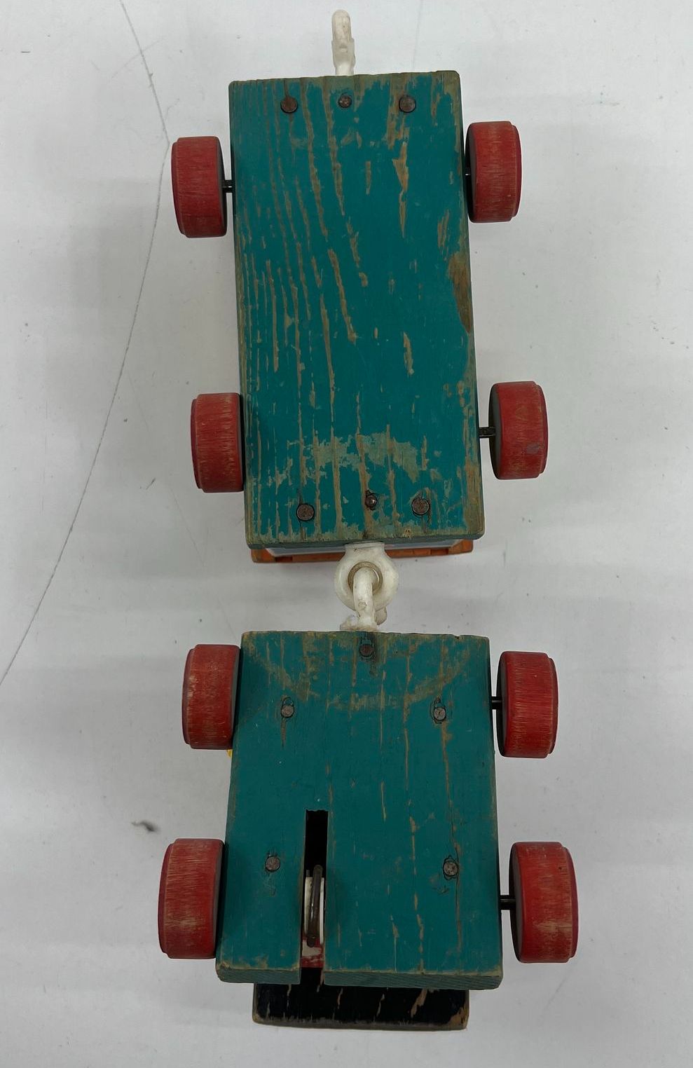 Vintage 1950s Fisher Price #999 Huffy Puffy Train Wood Pull Toy Litho