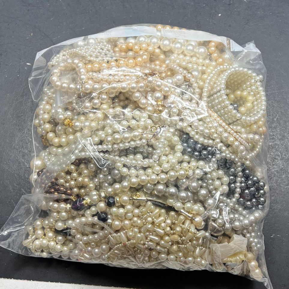6+ Lbs Faux Pearl Costume Jewelry Lot