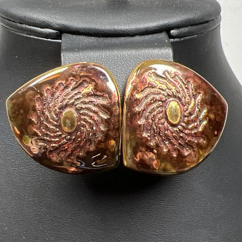 Unique Iridescent Copper Tone Ceramic Earrings