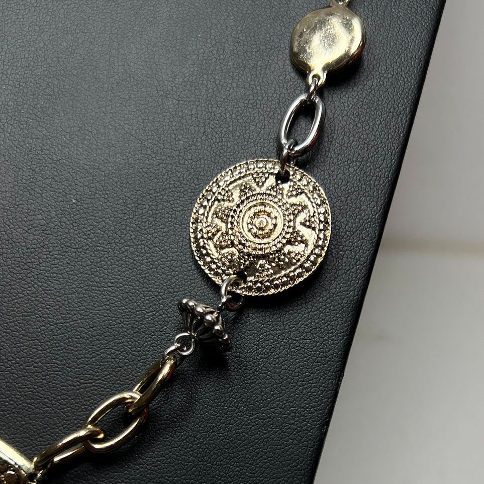 2 Chico's Chain Faux Coin Charm Necklaces