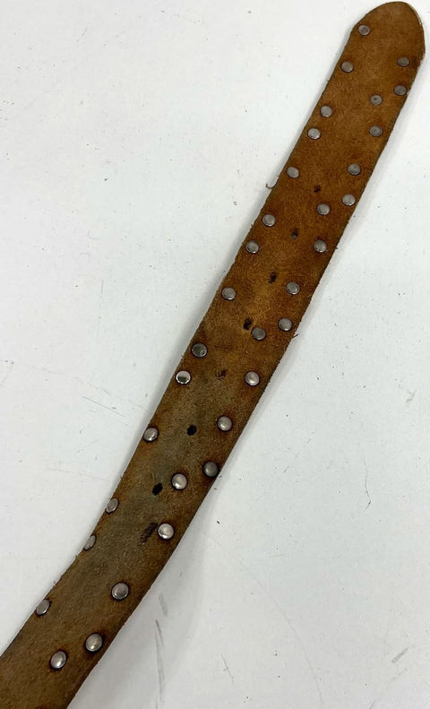 Vintage Y2K Ed Hardy Cream Skull Rose Tattoo Rhinestone Studded Leather Belt 45