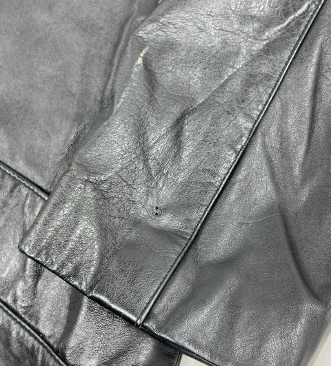 Vintage 90s Comini Black Genuine Leather Long Coat Jacket Women's Size L
