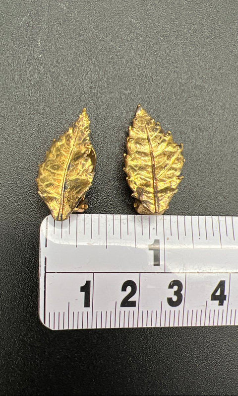 Flora Danica Copenhagen Gold Gilt Sterling Silver Leaf Brooch Earring Set