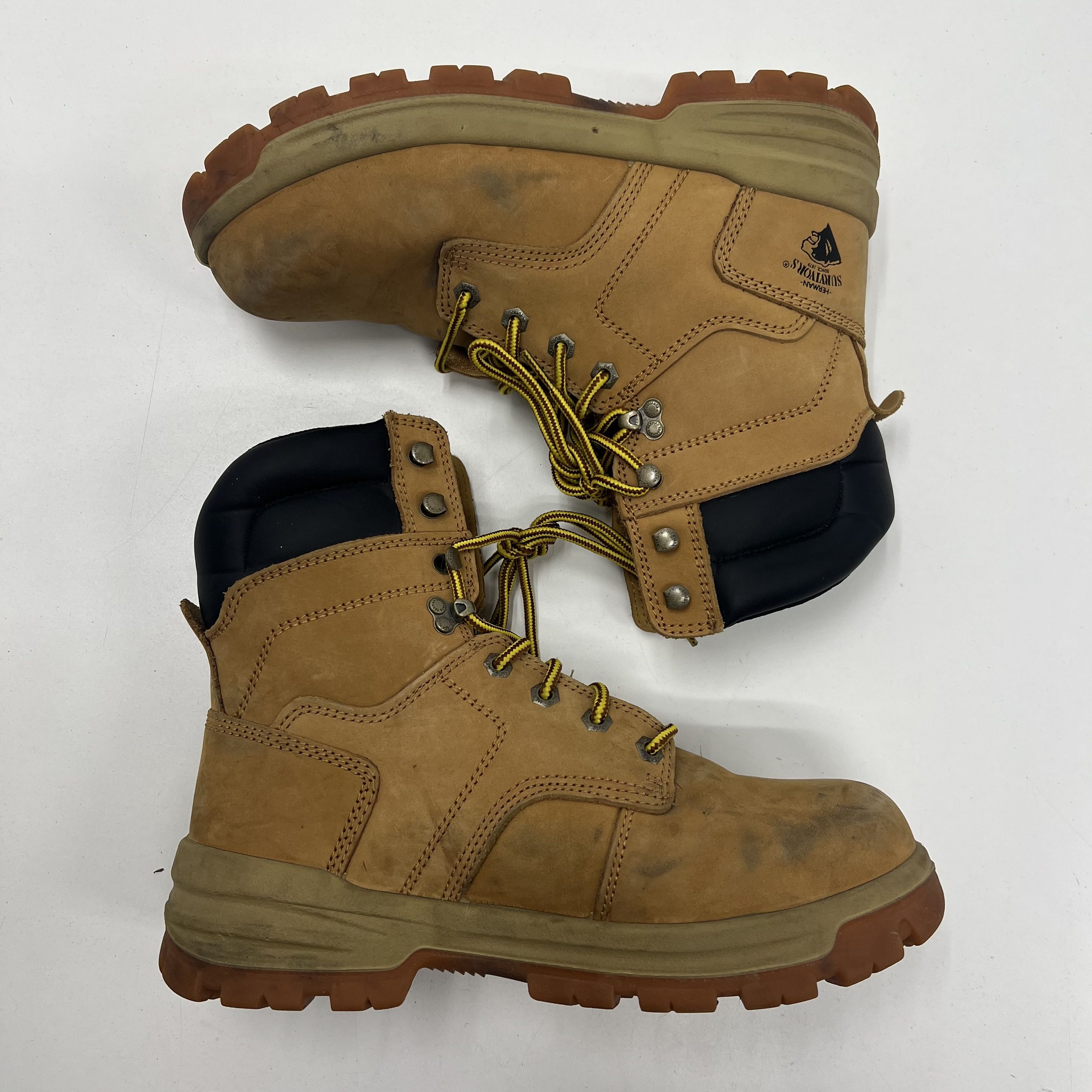 Herman Survivor Brown Lace Up Construction Work Boot Men 9W Steel Toe