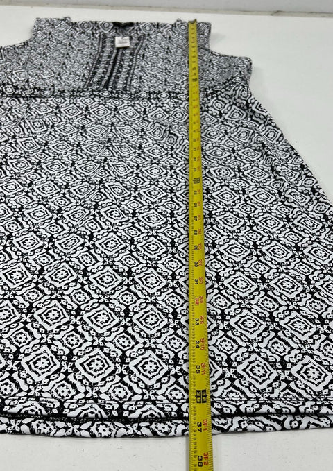 Talbots NWT Black White Geometric Print Sheath Dress Women's Petite L PL