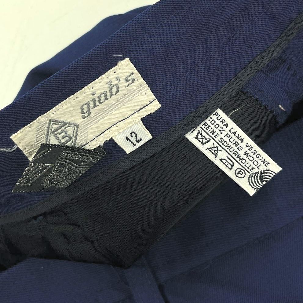 Lot 2 Giab's Vintage 80s Blue Pure Wool High Rise Pleated Trousers Women's 24W