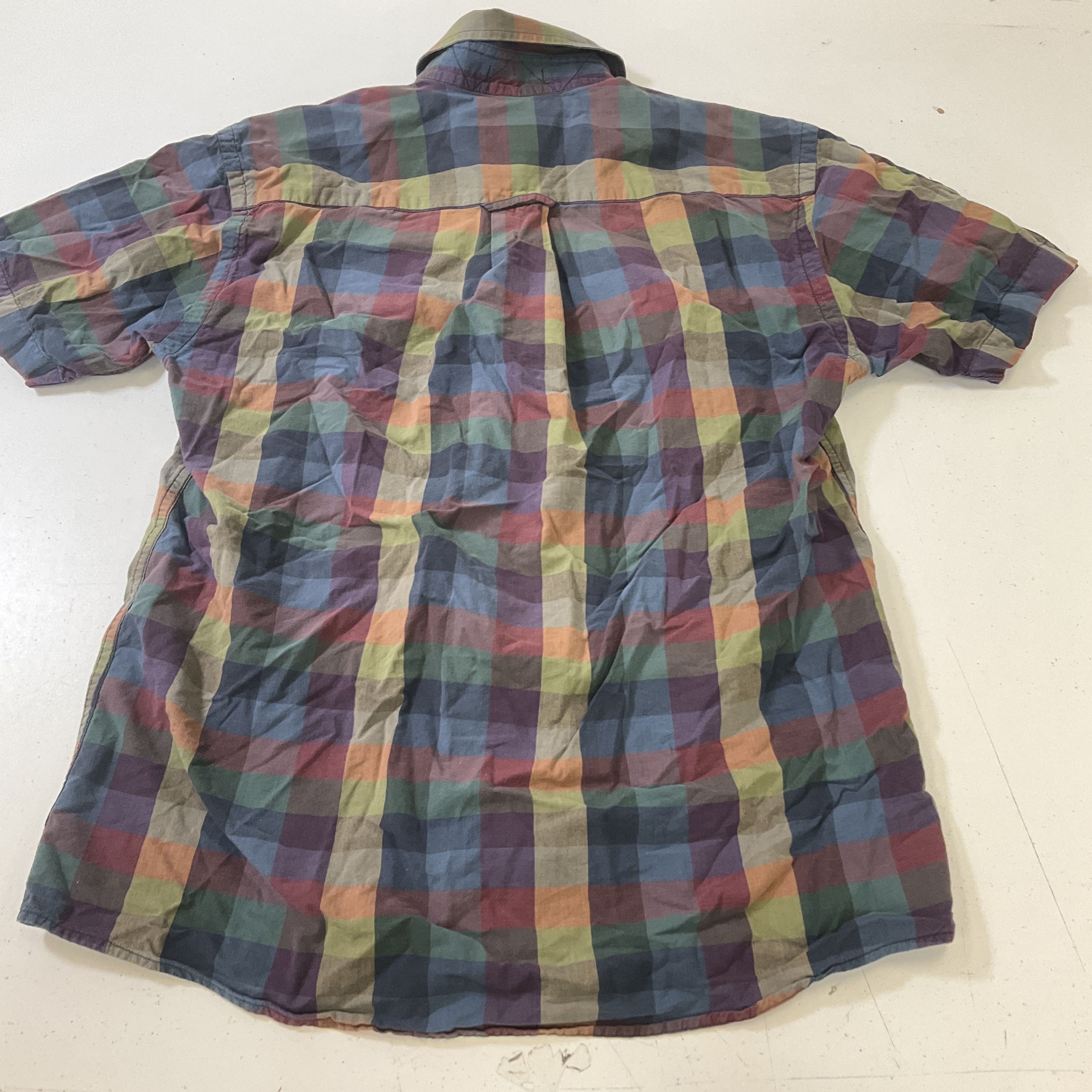 Orvis Men's Multicolor Check Short Sleeve Button Up Cotton Shirt Size Medium