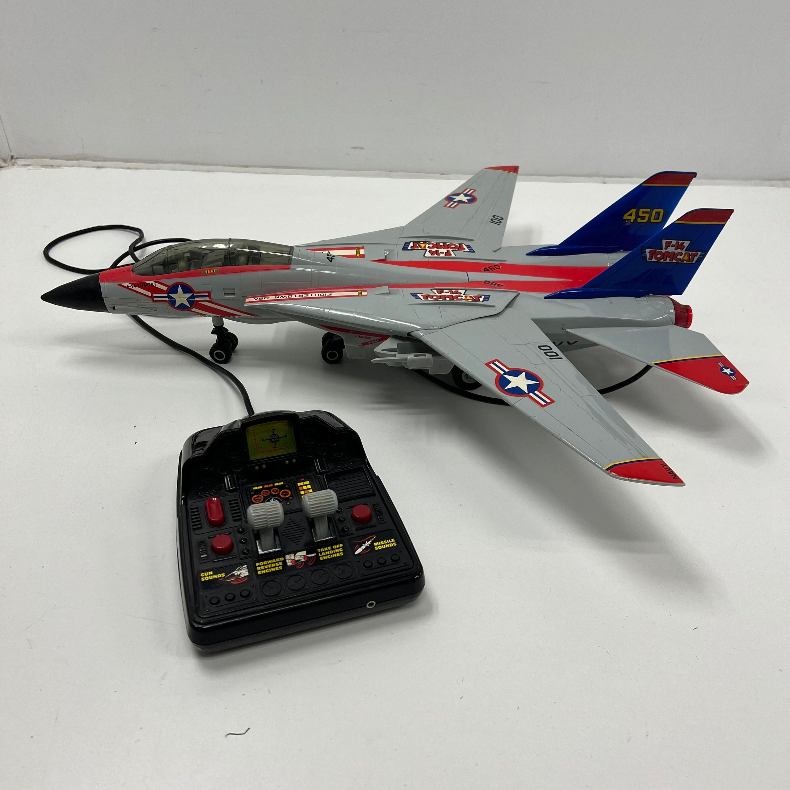 New Bright F-14 Tomcat Navy Fighter Jet RC Plane Red and Blue with Headset