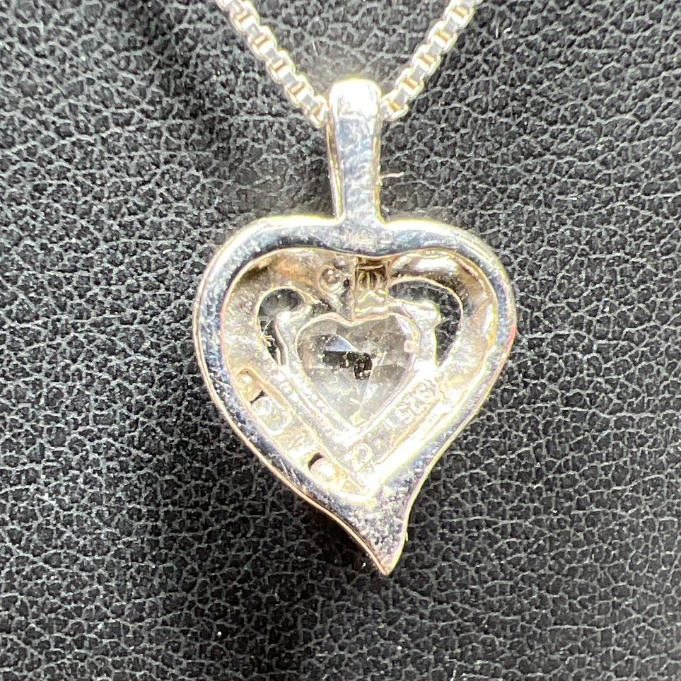 925 Sterling Silver CZ Heart Necklace and Earrings Set 5.29g