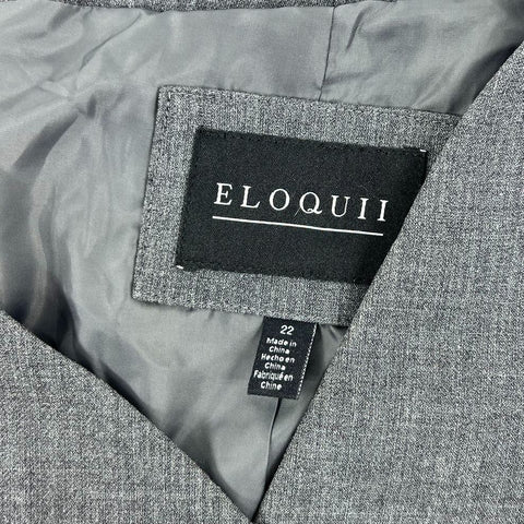 NWT Eloquii Gray Cropped Open Front Stretch Blazer Jacket Women's 22