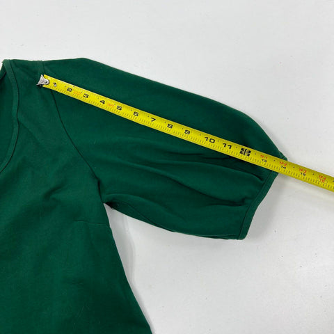 Velvet Anthropologie Green Cotton V-Neck Puff Sleeve A-Line Dress Women's M