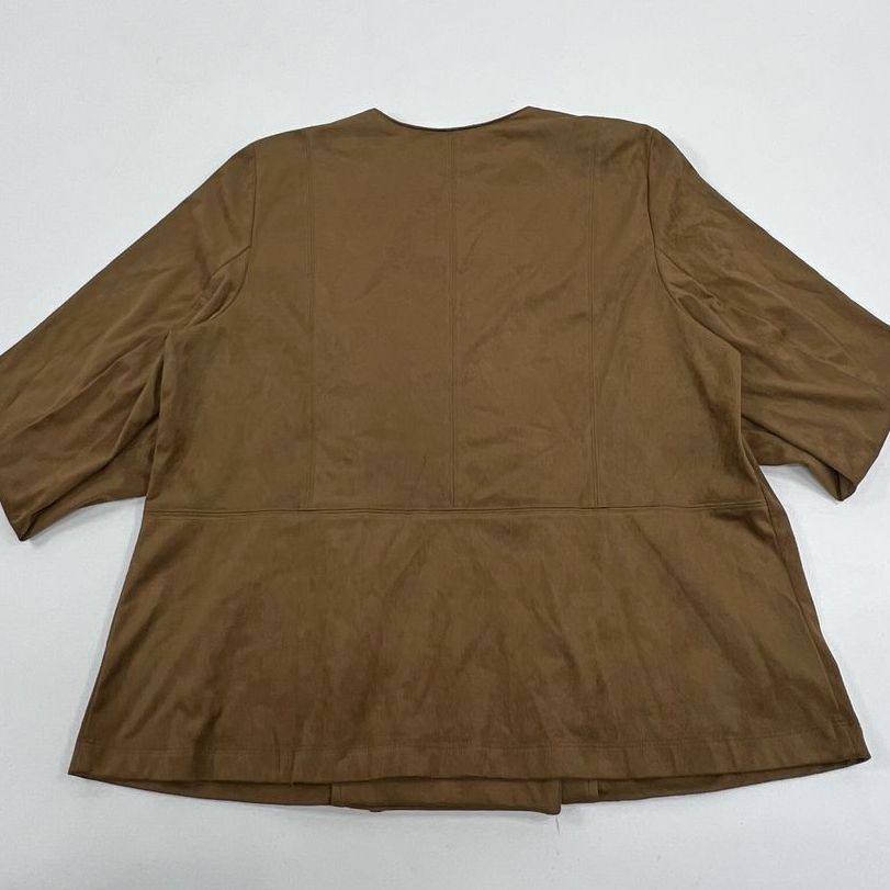 NWT Women's J Jill Acorn Brown Faux Suede Full Zip Blazer Jacket - Size XL