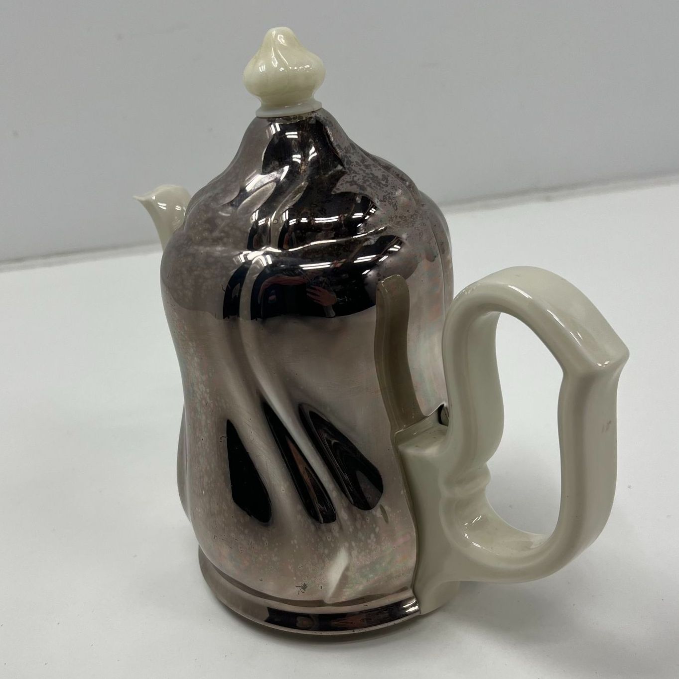 Vintage Porcelain Teapot with Insulated Silverplated Metal Cover