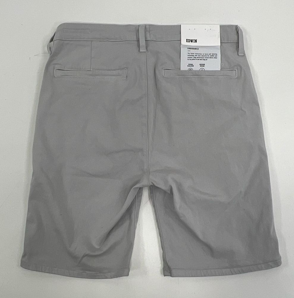 NWT Men's Edwin Mason Plain Grey Slim Chino Style Shorts - Size 28
