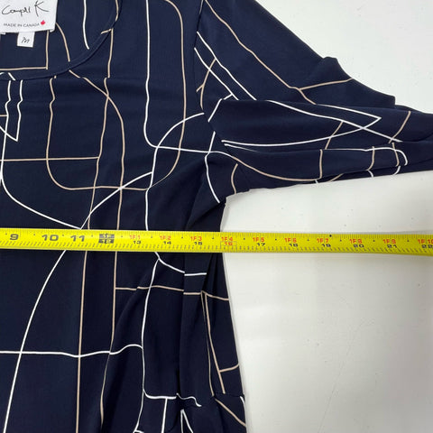 Compli K NWT Navy Blue Geometric Ruched A-Line Dress Women's M