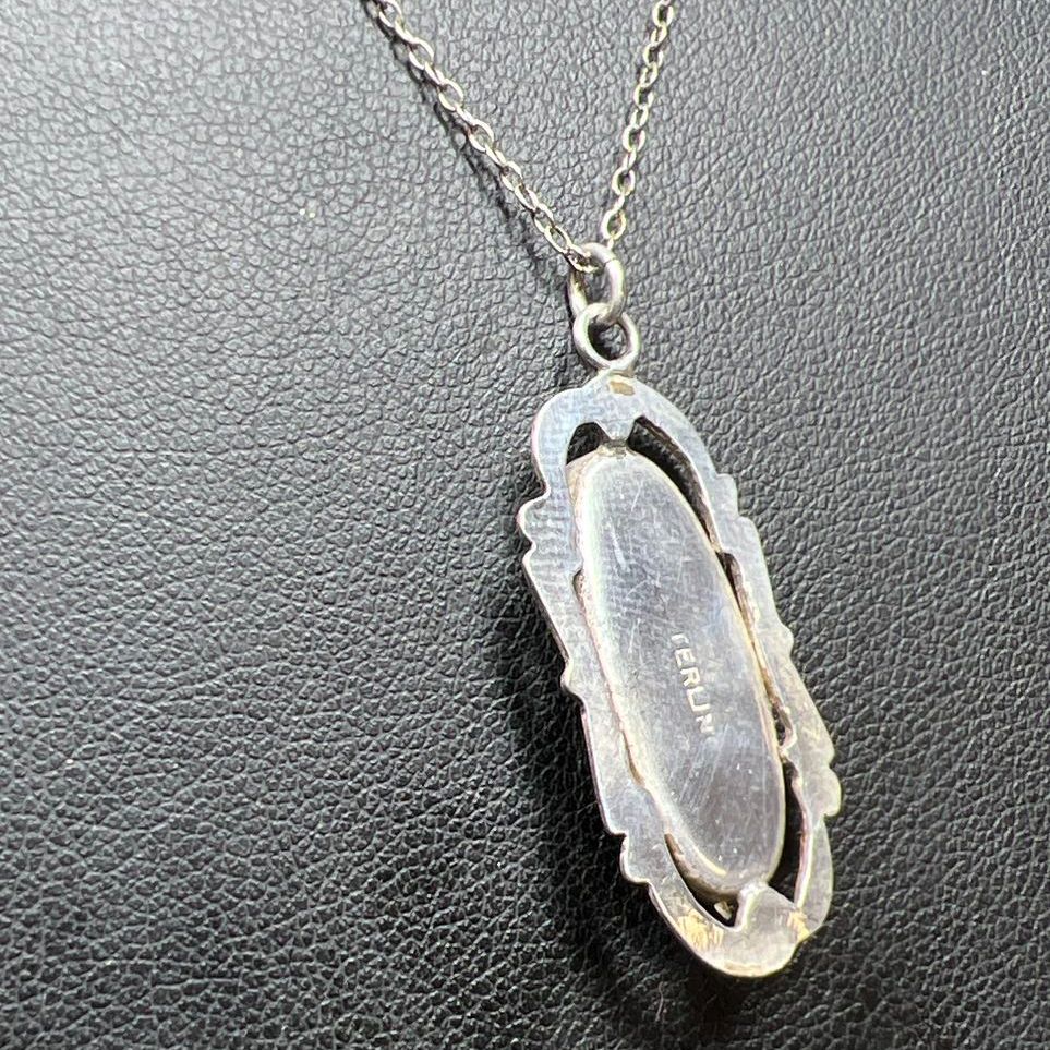Sterling Silver Abalone Shell Pendant Necklace 3.51g
