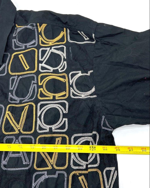 Vintage 90s Davoucci Embroidered Hip Hop Button Up Shirt Sz 3X