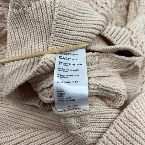 Free People Bonfire Cardi Cream Cropped Knit Puff Sleeve Cardigan Women's M