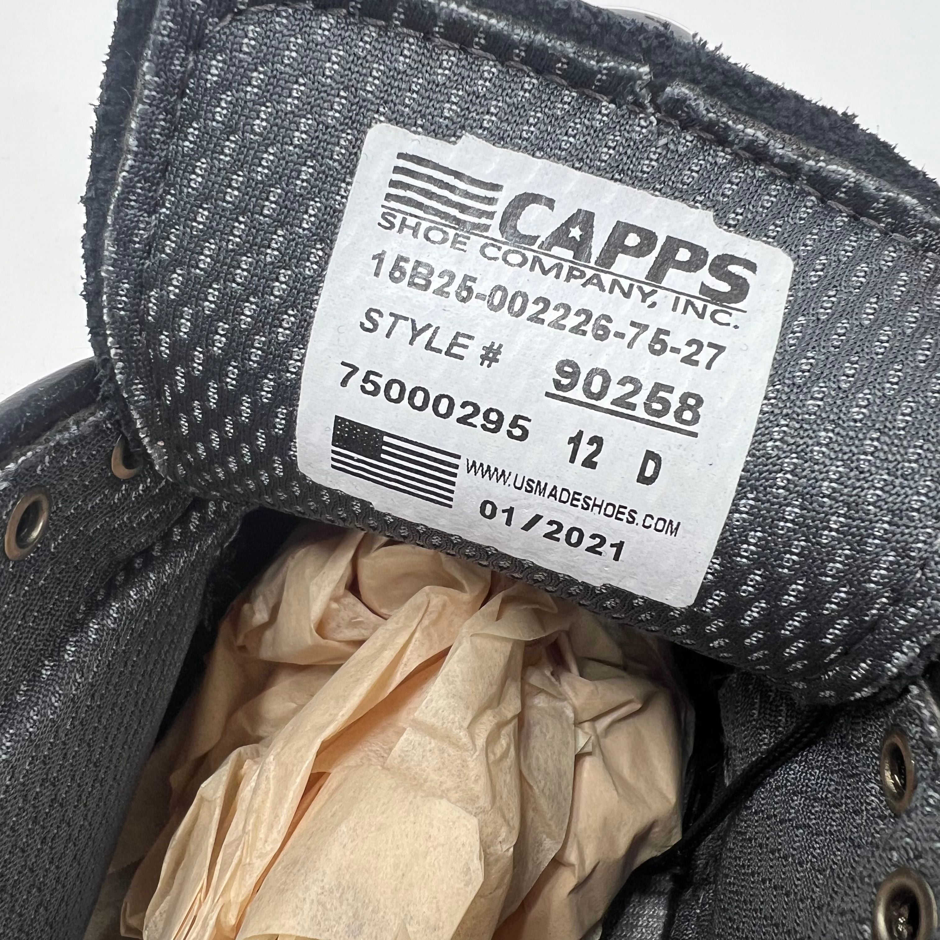 Capps Commander 90258 Airlite Uniform Oxford Shoes Mens 12 D Black NIB Made USA