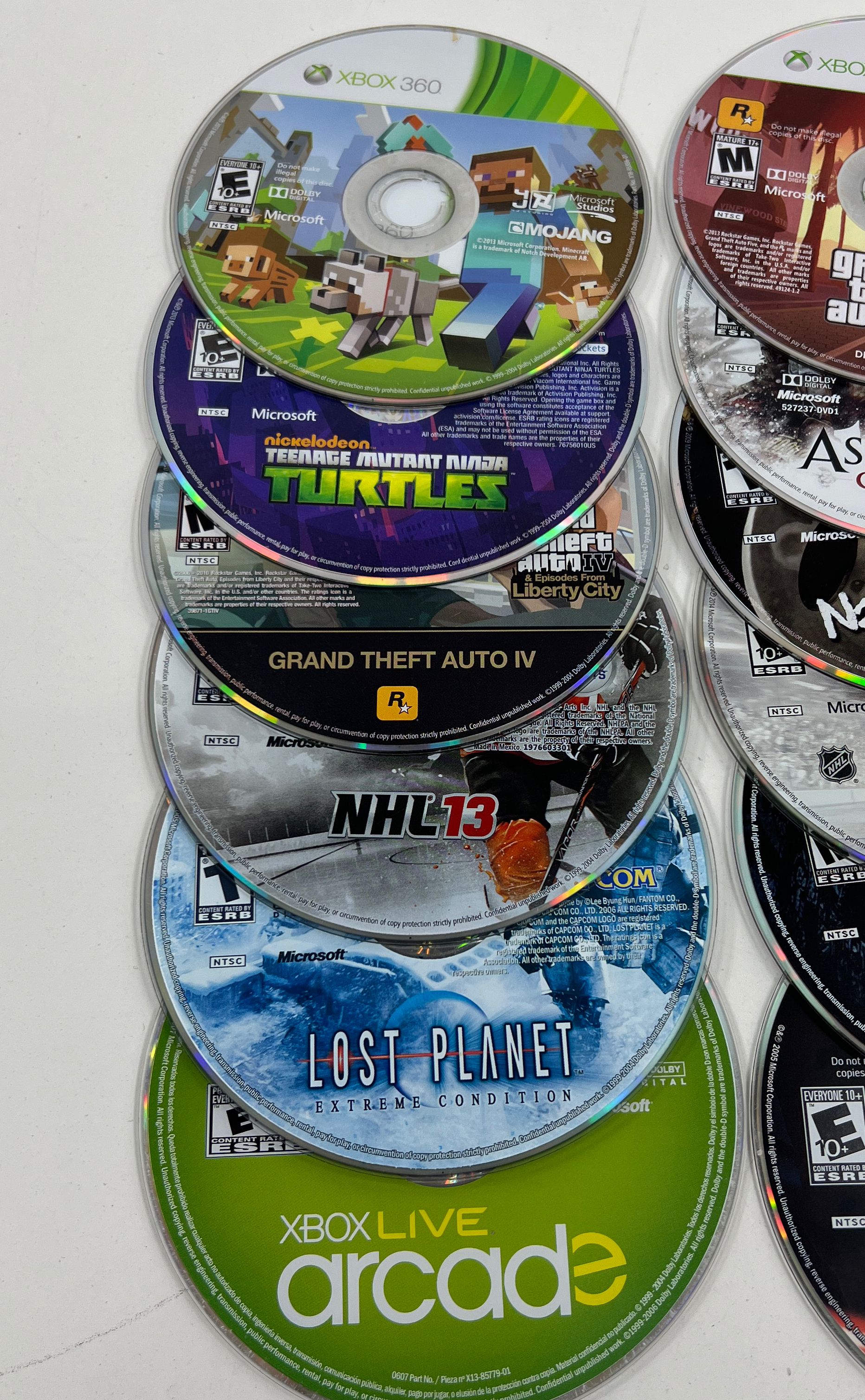 Microsoft Xbox 360 Mixed Games in Cases UNTESTED GTA LEGO NHL15 Assassins Creed3