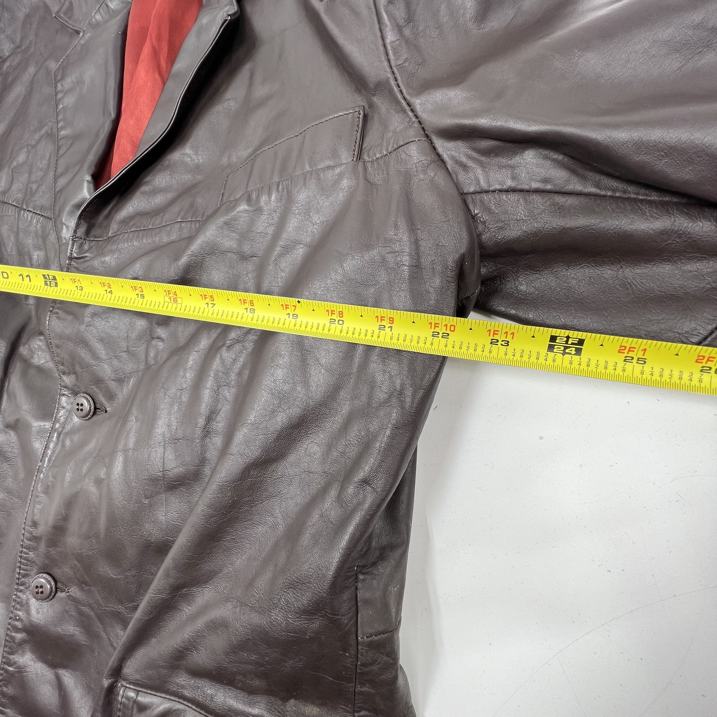 Vintage 70s Clipper Mist Brown Leather Car Coat Jacket Blazer Men's 44L