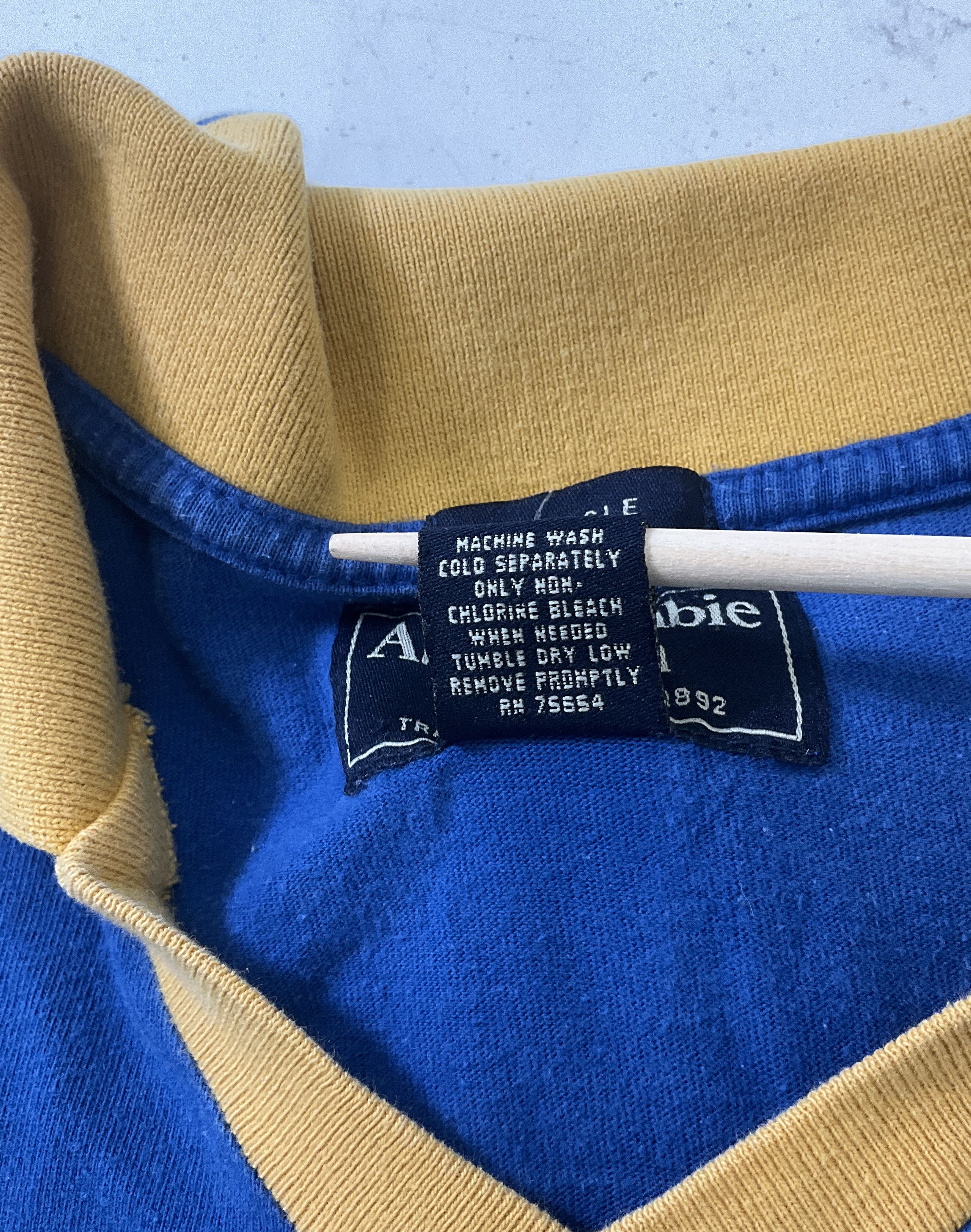 Abercrombie & Fitch Blue Long Sleeve Johnny Collar Jersey Shirt Men's L Vintage