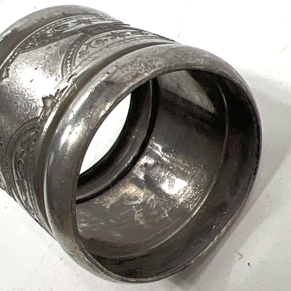 Vintage 1890s Aesthetic Silverplate Napkin Rings Lot 2 Monogrammed Floral