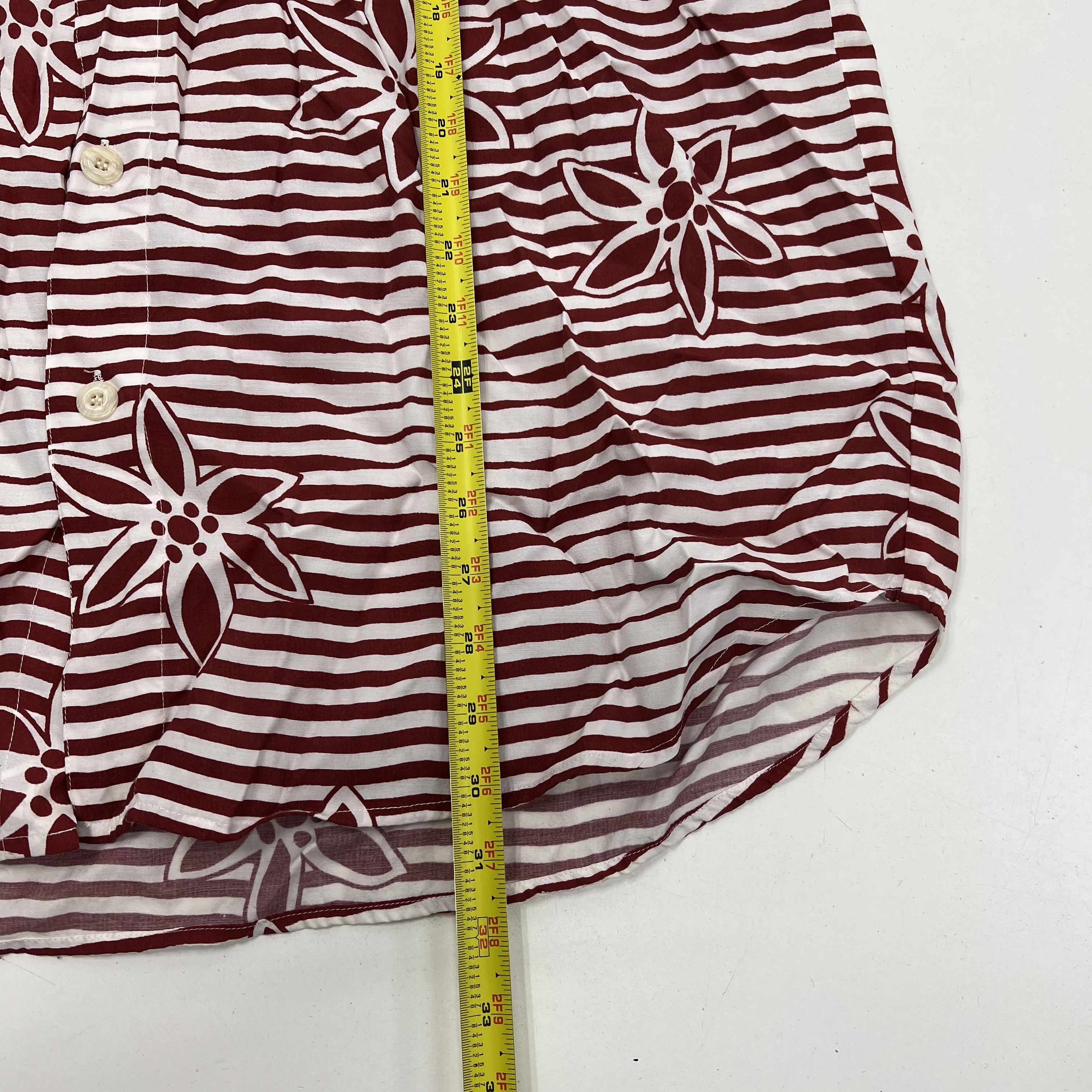 Vintage 90s Tommy Bahama Floral Stripe Hawaiian Camp Shirt Button Up Rayon Sz L