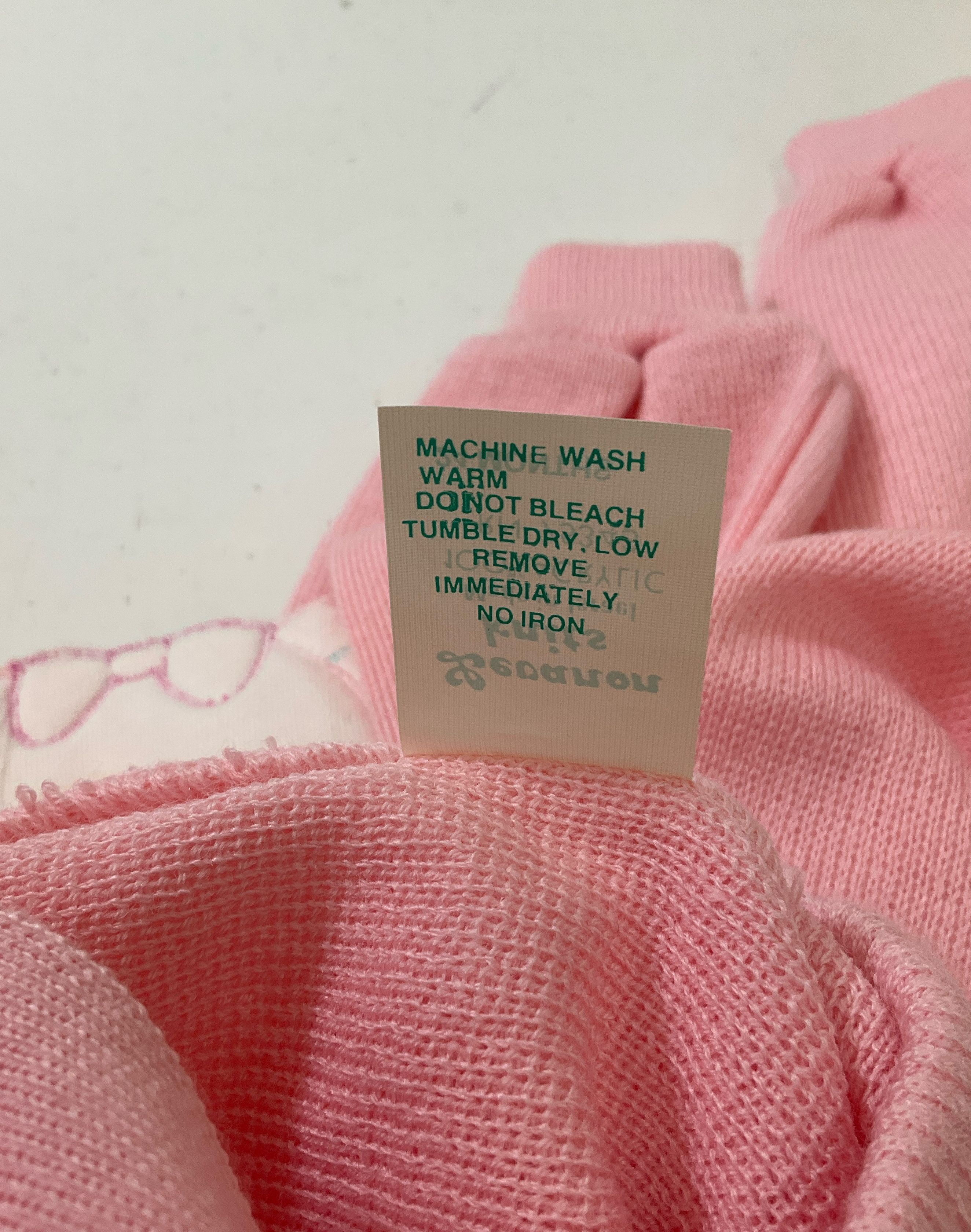 Levanon Knits White & Pink 2 Piece Sweater & Overalls Set 24 Months Vintage NWT