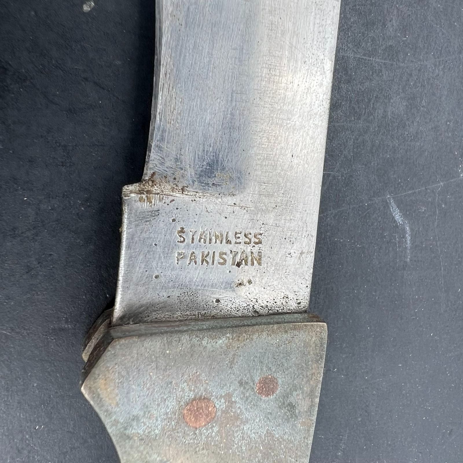 Vintage Pakistan Buck Pocket Knife Stainless With Leather Sheath