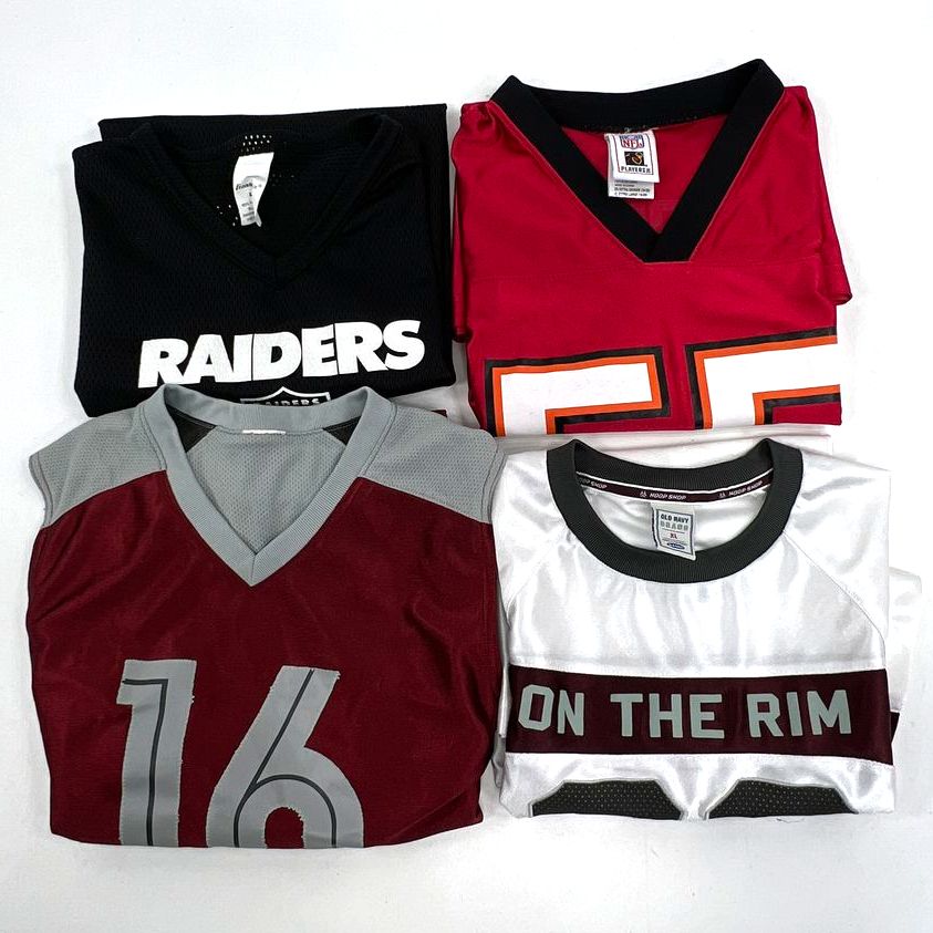 Kids Boys' Mixed Brands Red Black White Short Sleeve Jersey Lot of 4 - Size L/XL