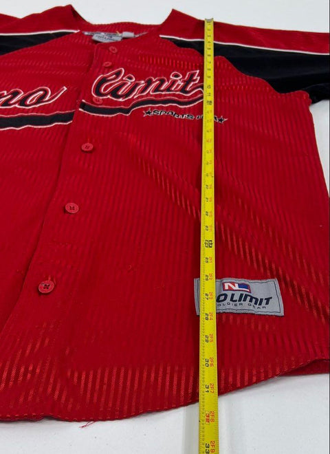 Vintage 90s No Limit Red Black All Star 1999 Script Logo Baseball Jersey Men's