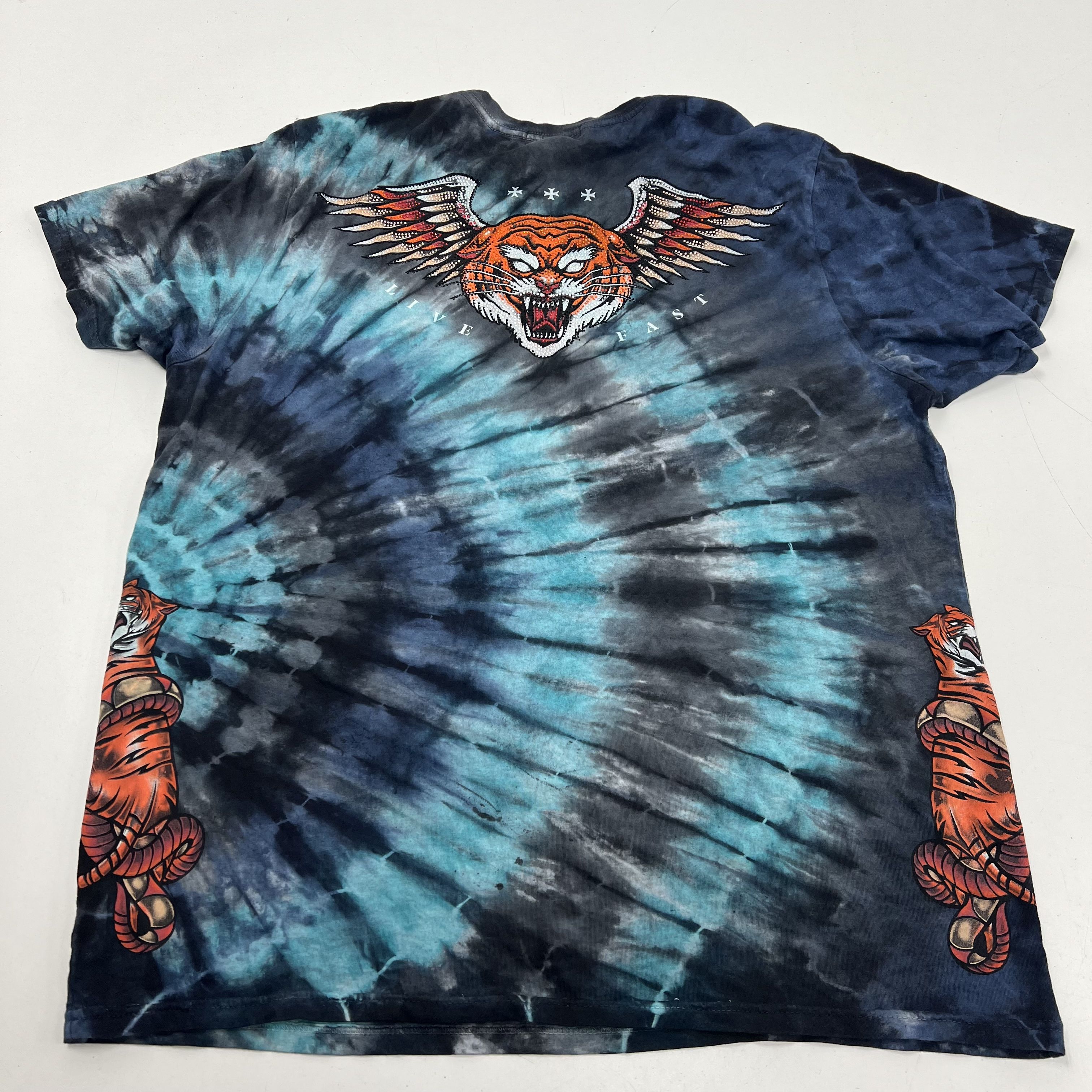 Vintage Y2K Affliction T-Shirt Lot of 2 Winged Tiger Live Fast Sz XL 2XL