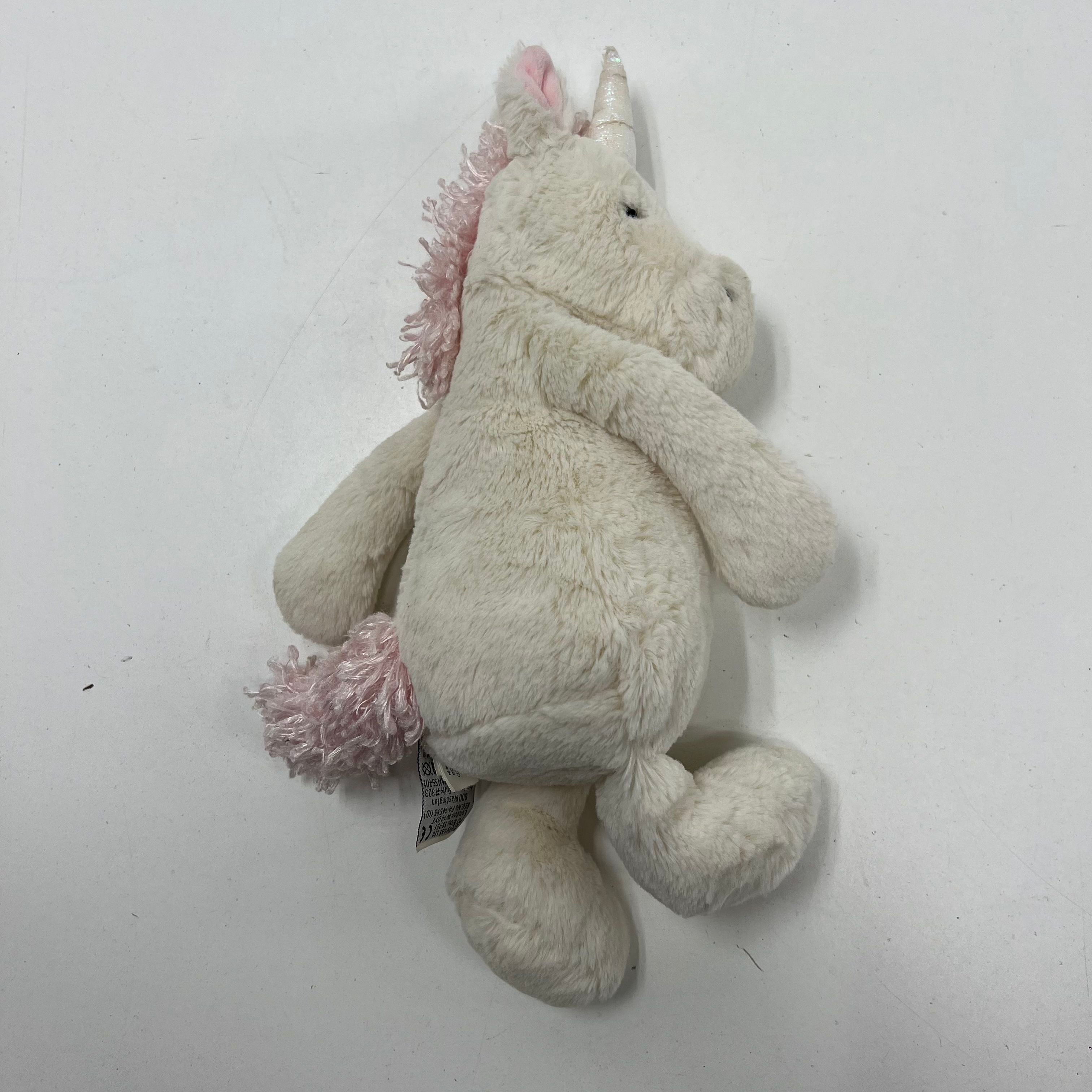 Jellycat Bashful Unicorn Plush Stuffed Animal Toy White Pink Silver Horn 12 Inch
