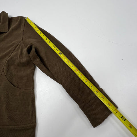 Wrap London Brown Ribbed Cotton Snap Front Jacket Cardigan Women's Size 16