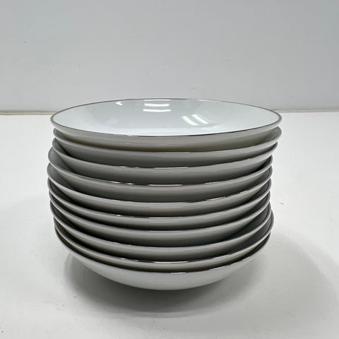 Noritake Janette 6604 10 Piece Fruit Dessert Bowl Set Platinum Trim Vintage