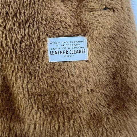 Vintage 70s Tan Suede Leather Sherpa Lined Jacket Coat Men's Sz 46 Chest