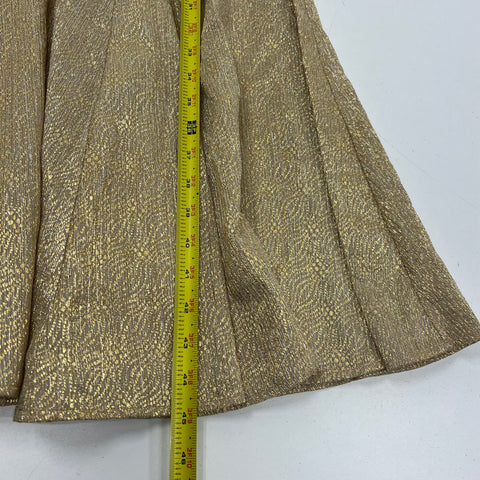 NWT Dress the Population Gold Metallic V-Neck A-Line Party Dress Women's Size M